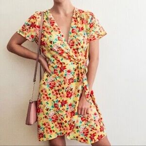 J. Crew || yellow short sleeve wrap dress
